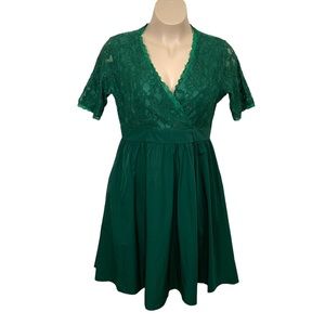 Size 16 Green Lace Formal Dress Nemidor Lined Event Party Cocktail Zip Closure